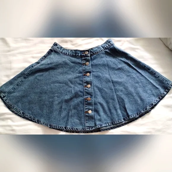 A-line Flowy Jean Skirt - Picture 3 of 8